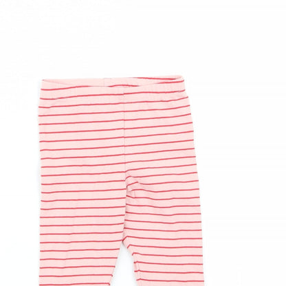 fred and flo Girls Pink Striped  Jogger Trousers Size 9 Months  - leggings