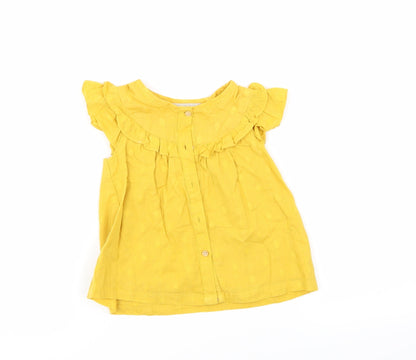 Primark Girls Yellow Polka Dot  Basic Blouse Size 12-18 Months