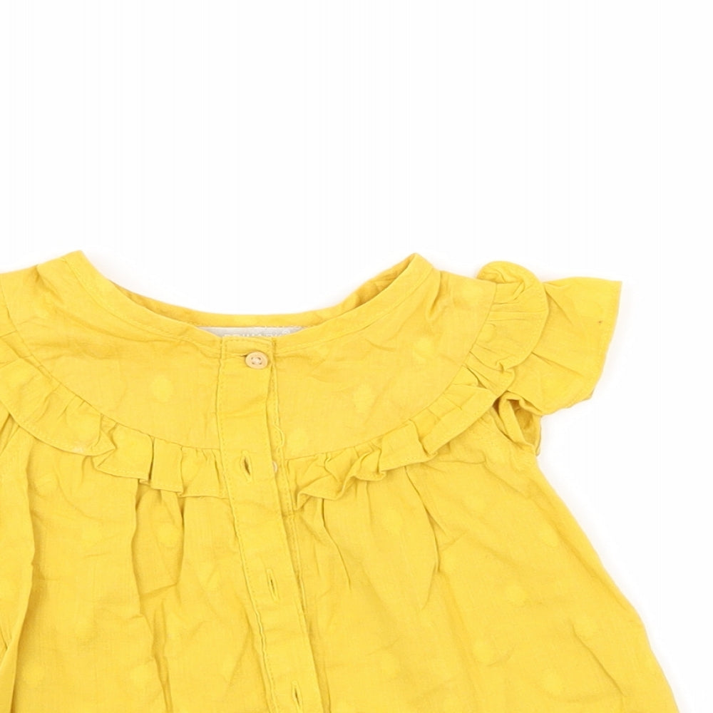 Primark Girls Yellow Polka Dot  Basic Blouse Size 12-18 Months