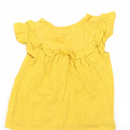 Primark Girls Yellow Polka Dot  Basic Blouse Size 12-18 Months