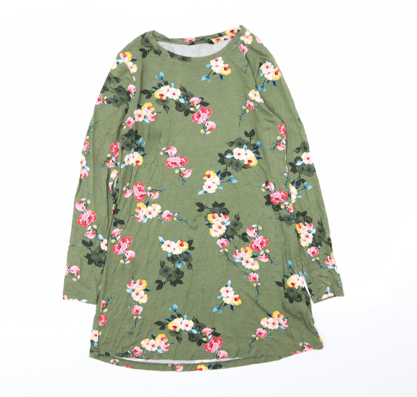 Peacocks Womens Green Floral  T-Shirt Dress  Size 8