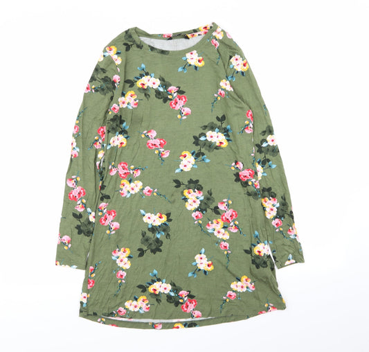 Peacocks Womens Green Floral  T-Shirt Dress  Size 8