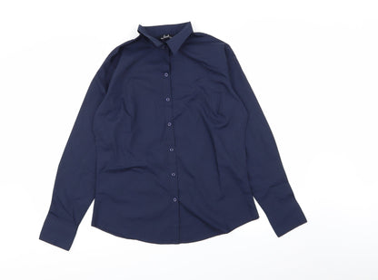 Womens UK Size 12 Premier Blue Basic Button-Up