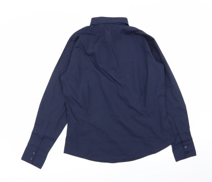 Womens UK Size 12 Premier Blue Basic Button-Up