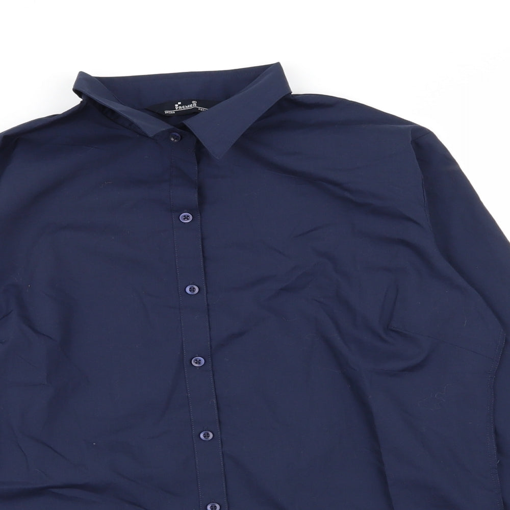 Womens UK Size 12 Premier Blue Basic Button-Up