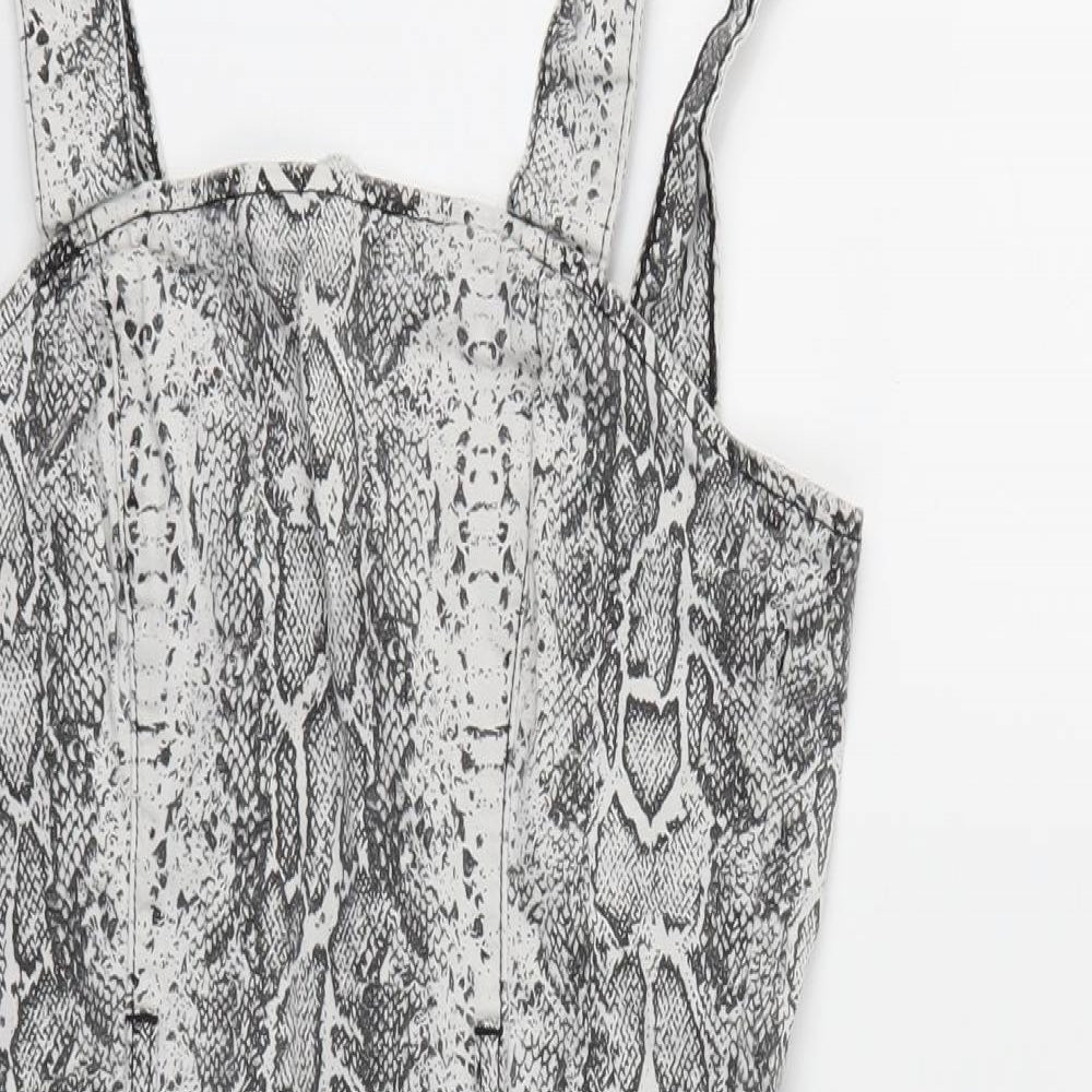 Denim & Co. Womens Grey Animal Print  A-Line  Size 12