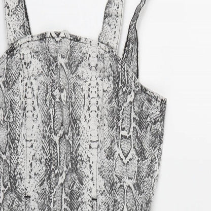 Denim & Co. Womens Grey Animal Print  A-Line  Size 12