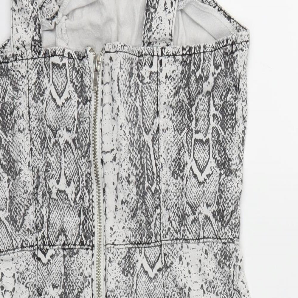 Denim & Co. Womens Grey Animal Print  A-Line  Size 12