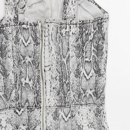 Denim & Co. Womens Grey Animal Print  A-Line  Size 12