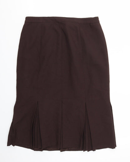 Preworn Womens Brown Houndstooth  Flare Skirt Size 16