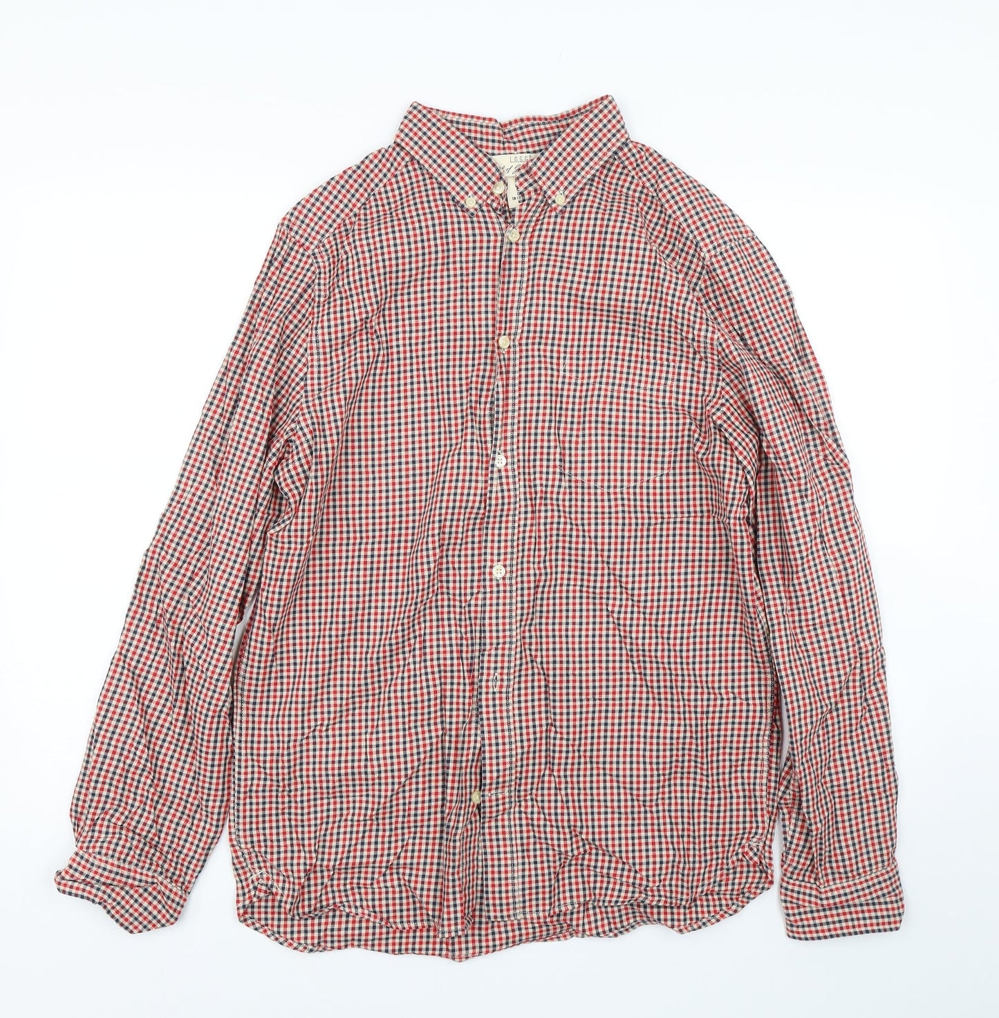 Mens UK Size M H&M Red  Button-Up Long Sleeve Casual Shirt