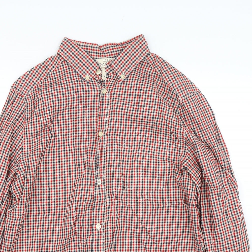 Mens UK Size M H&M Red  Button-Up Long Sleeve Casual Shirt