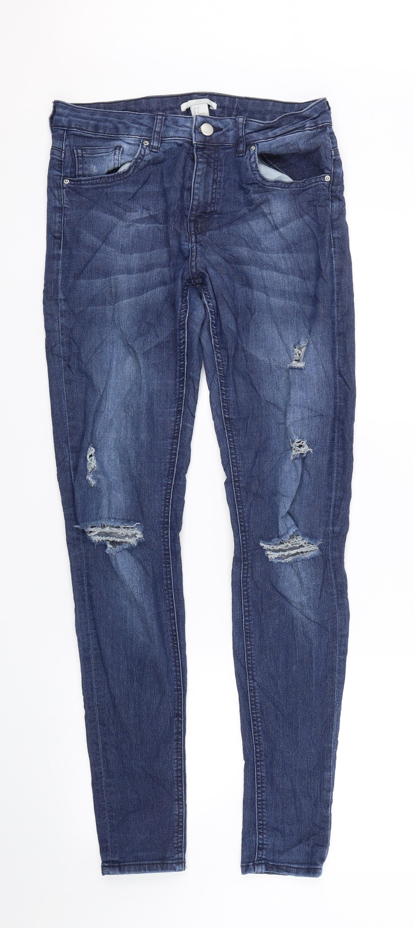Womens UK Size 10 H&M Regular Fit Skinny Blue Jeans