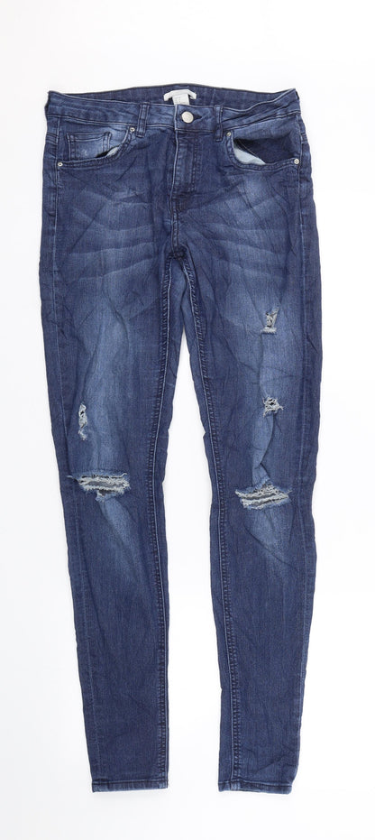 Womens UK Size 10 H&M Regular Fit Skinny Blue Jeans