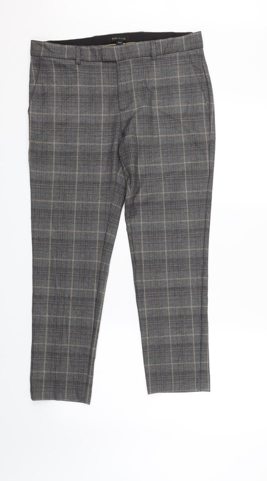 Womens UK Size 34 River Island Regular Fit Carrot Grey Trousers