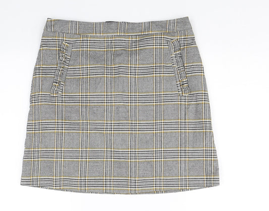 F&F Womens Grey Check  Bandage Skirt Size 10
