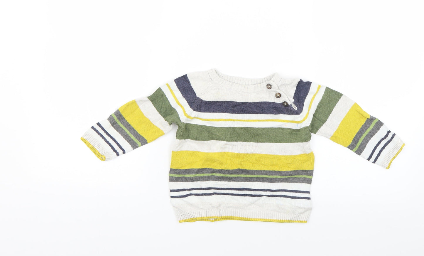 H&M Boys White Striped Knit Pullover Jumper Size 9-12 Months