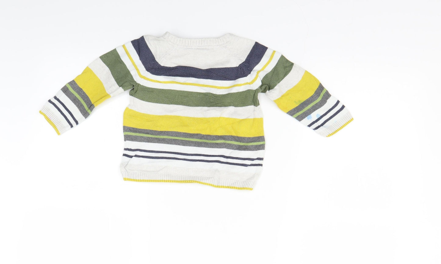 H&M Boys White Striped Knit Pullover Jumper Size 9-12 Months
