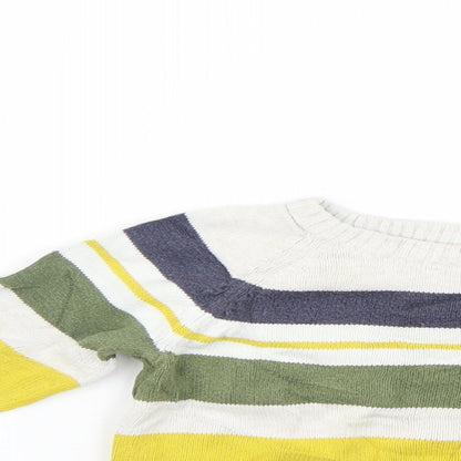 H&M Boys White Striped Knit Pullover Jumper Size 9-12 Months