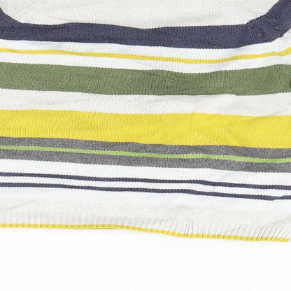 H&M Boys White Striped Knit Pullover Jumper Size 9-12 Months
