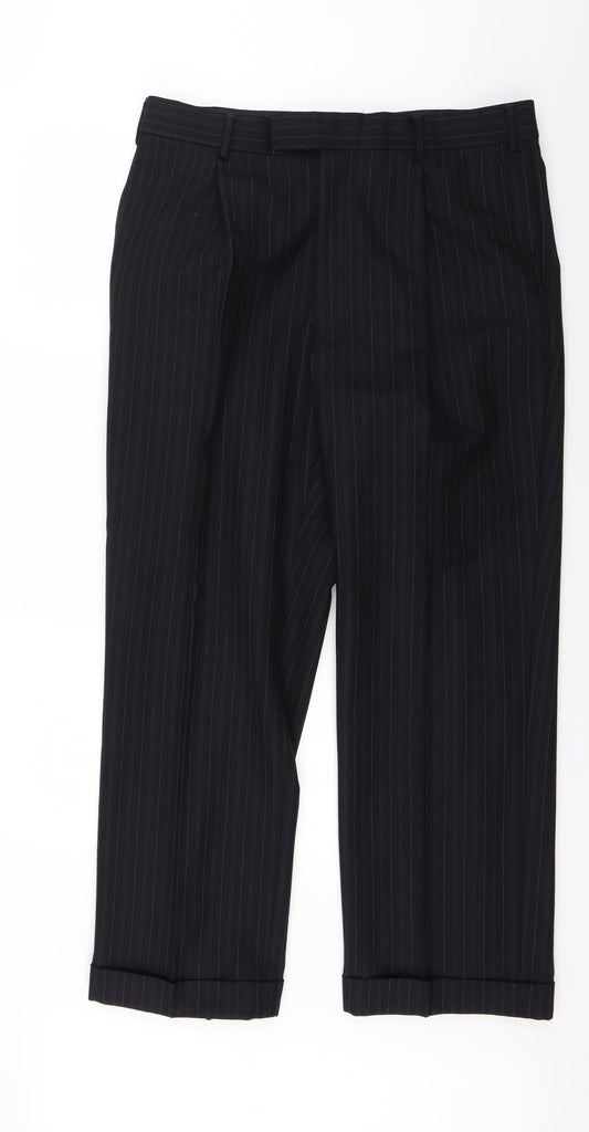 Preworn Mens Blue Striped  Dress Pants Trousers Size 34 L29 in