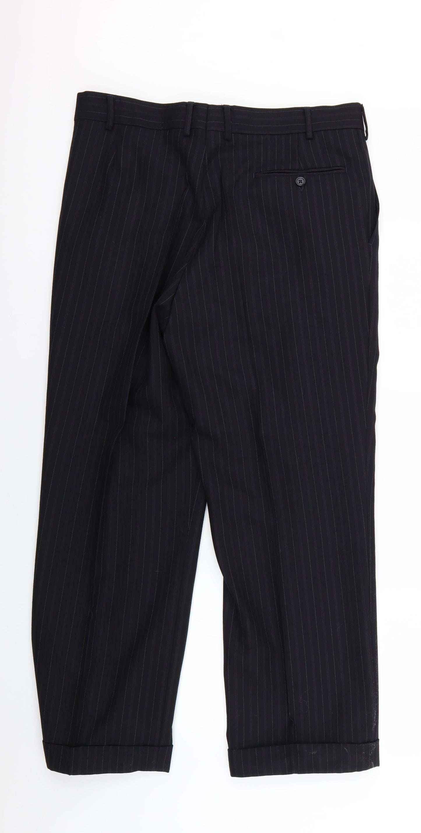 Preworn Mens Blue Striped  Dress Pants Trousers Size 34 L29 in