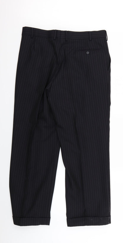 Preworn Mens Blue Striped  Dress Pants Trousers Size 34 L29 in