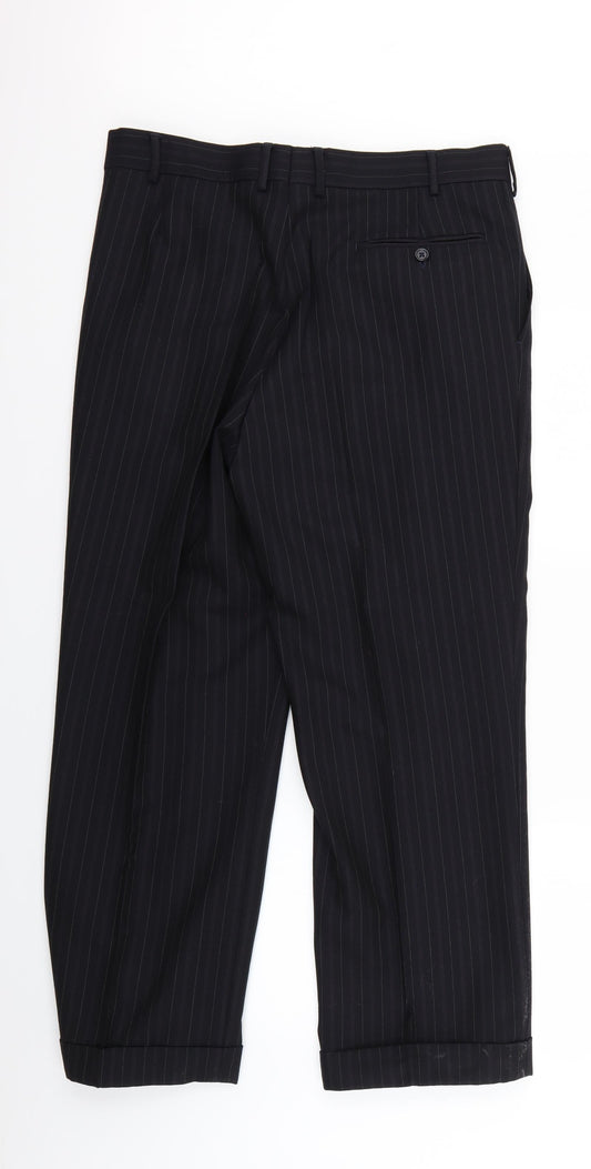 Preworn Mens Blue Striped  Dress Pants Trousers Size 34 L29 in