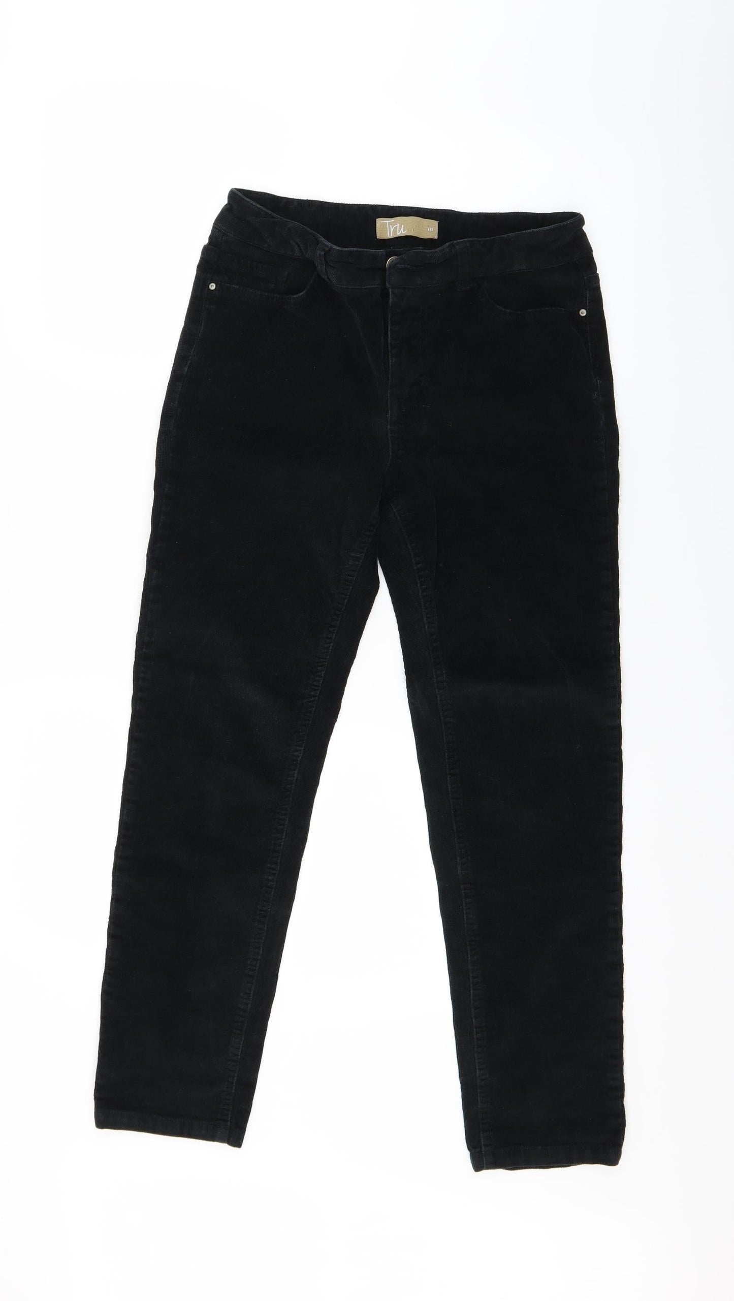 Tru Womens Black  Corduroy Capri Jeans Size 10 L24 in