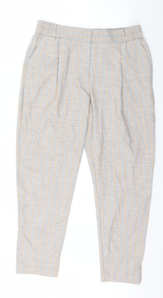TU Womens Beige Striped  Trousers  Size 14 L24 in
