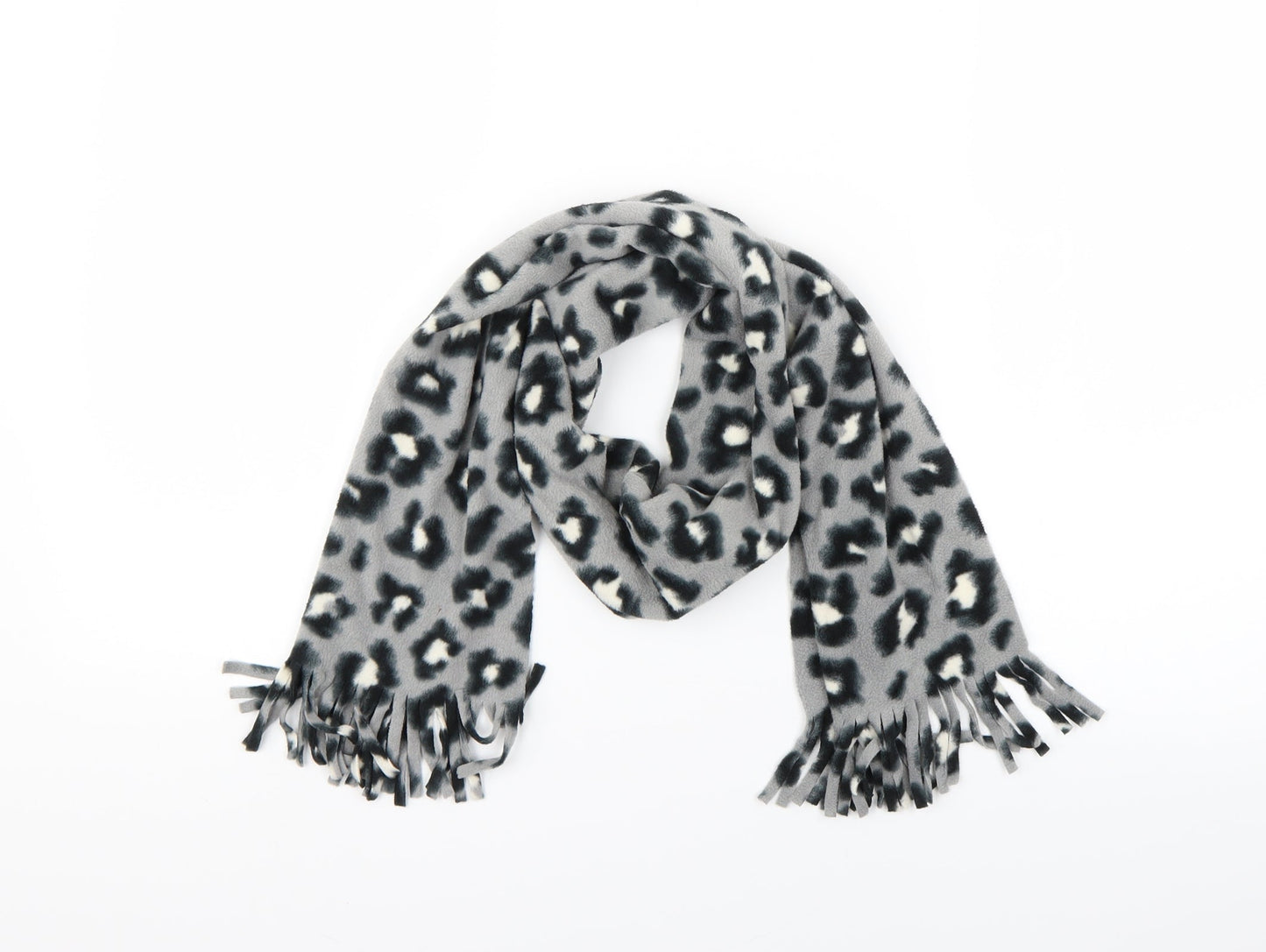Preworn Womens Grey Animal Print Fleece  Scarf