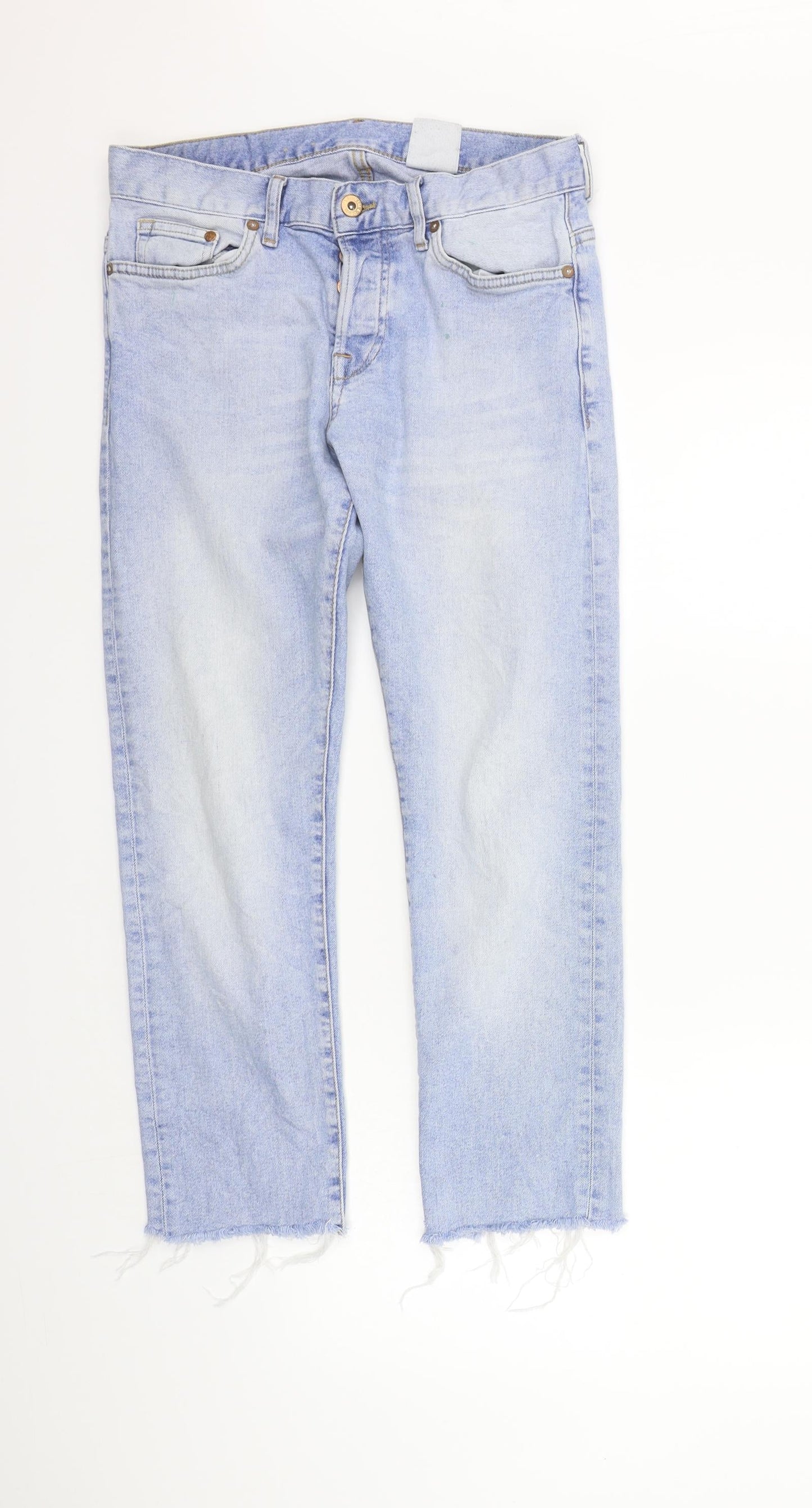 Womens UK Size 29 in H&M Regular Fit Straight Blue Jeans