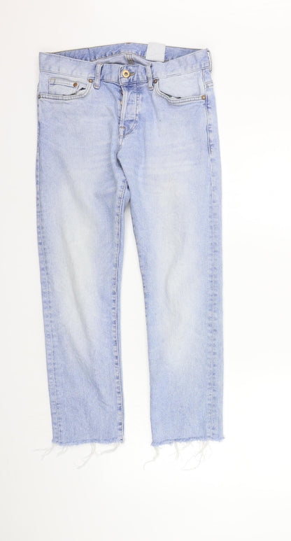 Womens UK Size 29 in H&M Regular Fit Straight Blue Jeans