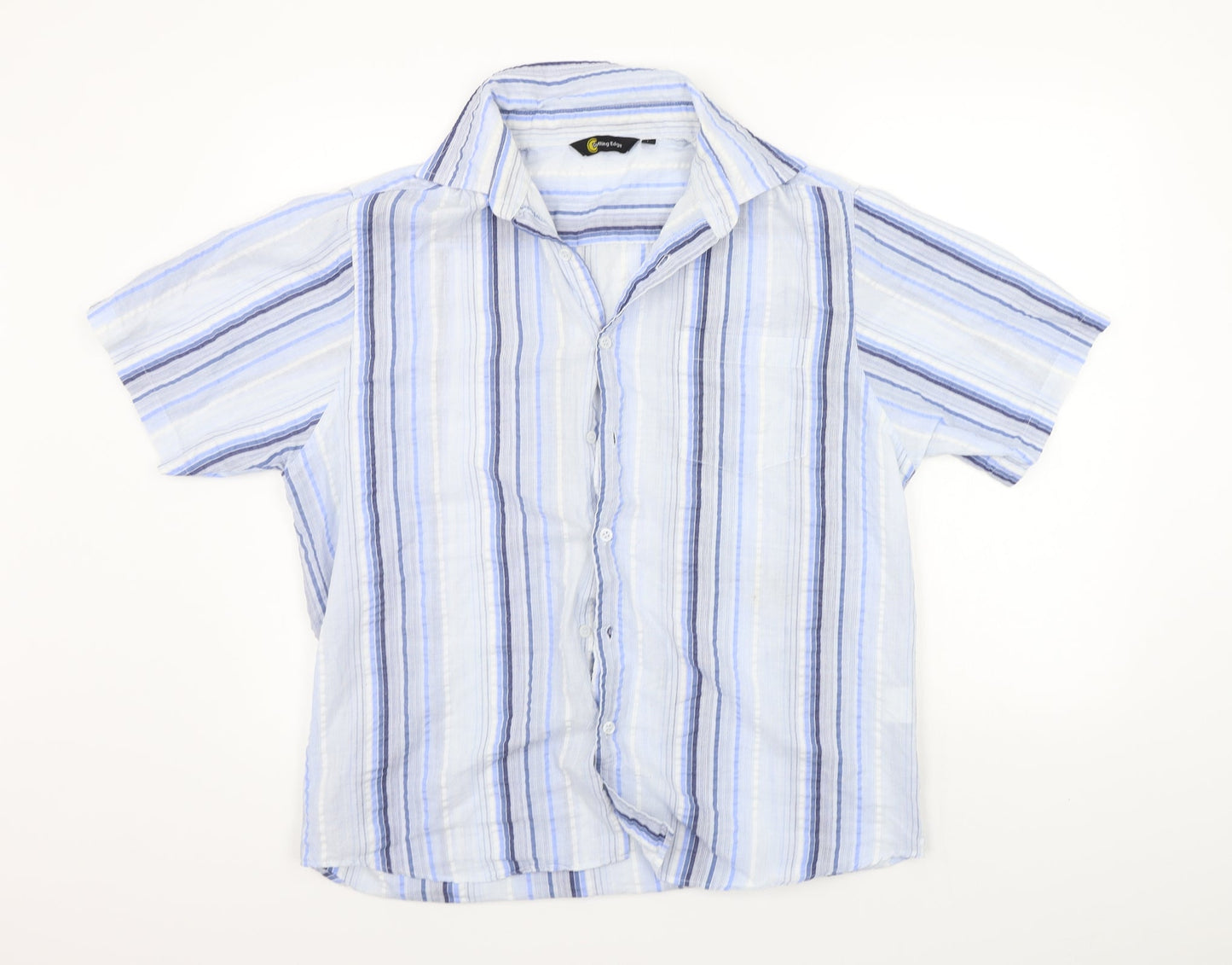Mens UK Size L Cutting Edge Blue  Button-Up Short Sleeve Casual Shirt