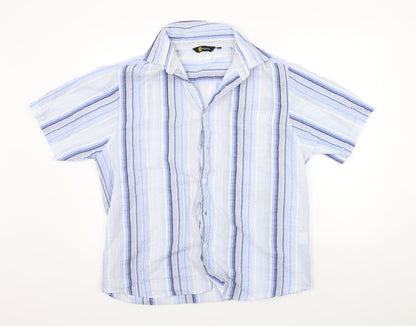 Mens UK Size L Cutting Edge Blue  Button-Up Short Sleeve Casual Shirt