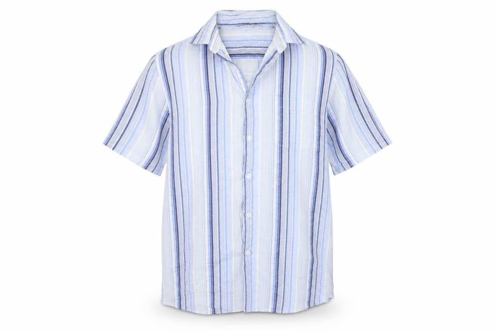 Mens UK Size L Cutting Edge Blue  Button-Up Short Sleeve Casual Shirt