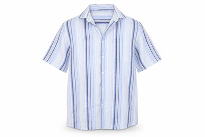 Mens UK Size L Cutting Edge Blue  Button-Up Short Sleeve Casual Shirt