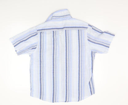Mens UK Size L Cutting Edge Blue  Button-Up Short Sleeve Casual Shirt