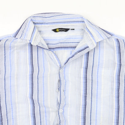 Mens UK Size L Cutting Edge Blue  Button-Up Short Sleeve Casual Shirt