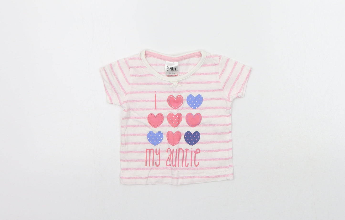 Baby Boys Pink Striped  Basic T-Shirt Size 3-6 Months