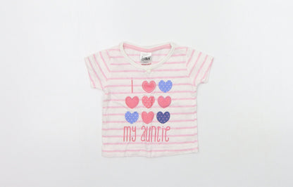Baby Boys Pink Striped  Basic T-Shirt Size 3-6 Months