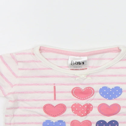 Baby Boys Pink Striped  Basic T-Shirt Size 3-6 Months