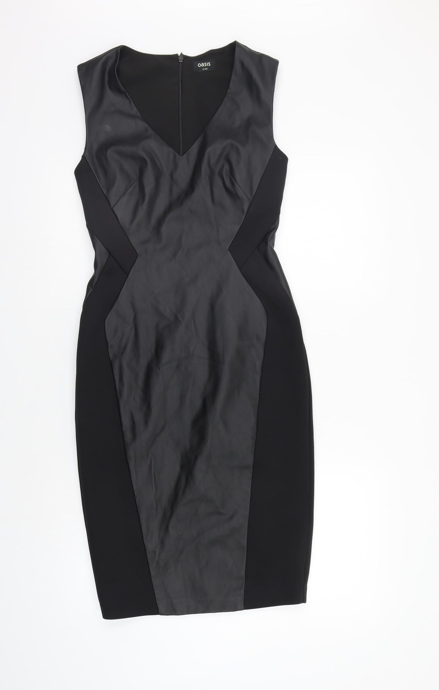 Oasis Womens Black Houndstooth  A-Line  Size 8