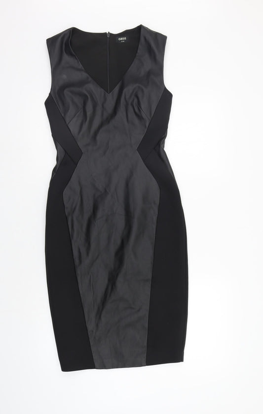 Oasis Womens Black Houndstooth  A-Line  Size 8