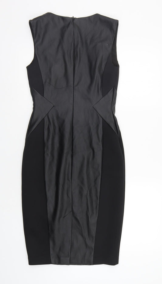 Oasis Womens Black Houndstooth  A-Line  Size 8