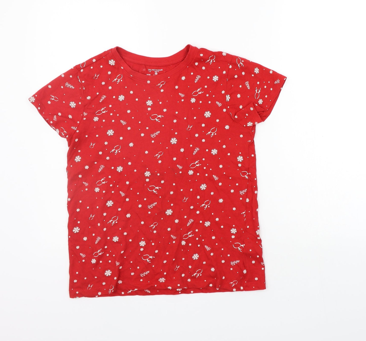 Primark Womens Red Geometric  Basic T-Shirt Size 8