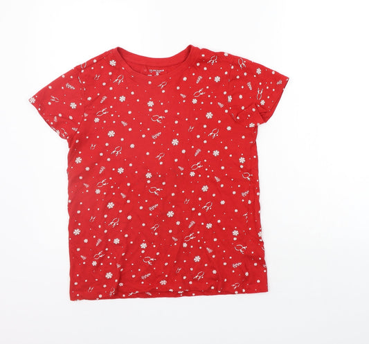 Primark Womens Red Geometric  Basic T-Shirt Size 8
