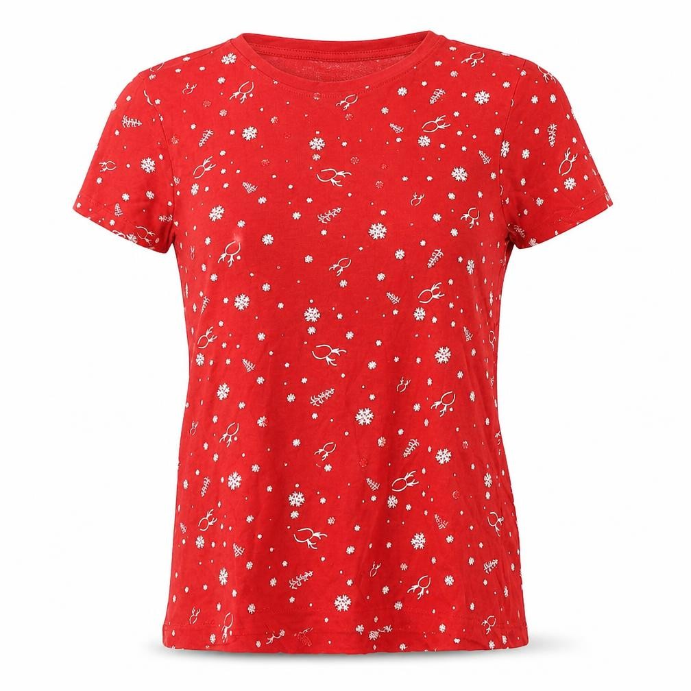 Primark Womens Red Geometric  Basic T-Shirt Size 8