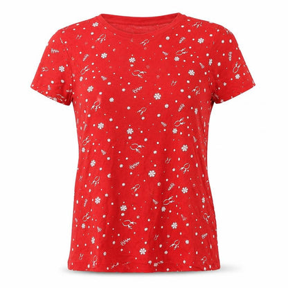 Primark Womens Red Geometric  Basic T-Shirt Size 8