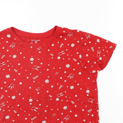 Primark Womens Red Geometric  Basic T-Shirt Size 8